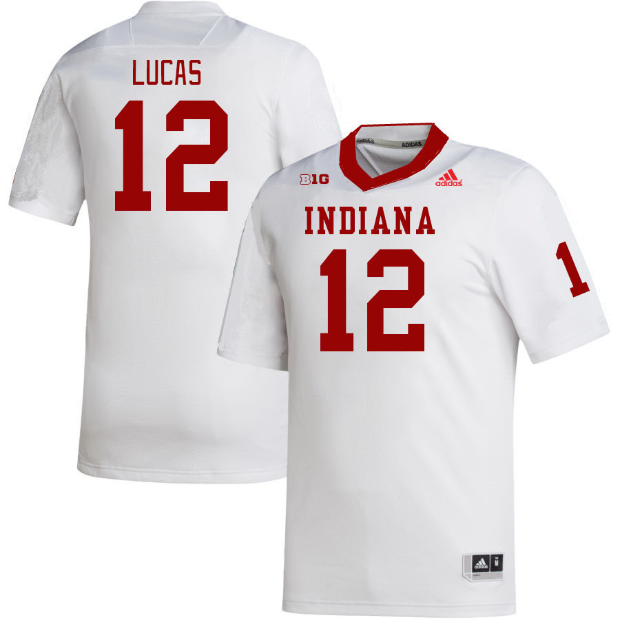 Men #12 Jaylin Lucas Indiana Hoosiers College Football Jerseys Stitched-White